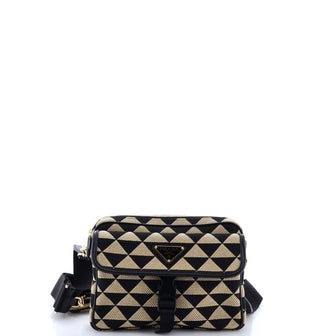 Prada Symbole Front Pocket Zip Messenger Jacquard Small