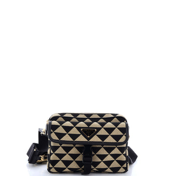 Prada Symbole Front Pocket Zip Messenger Jacquard Small