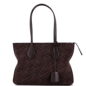 Salvatore Ferragamo Fold Side Star Tote Gancini Jacquard Medium