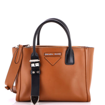 Prada Belted Concept Double Zip Tote Calfskin Small