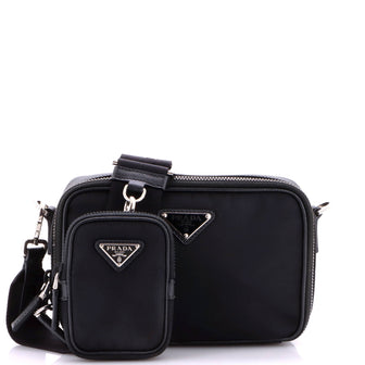 Prada Brique Camera Crossbody Bag Re-Nylon with Saffiano Leather Small