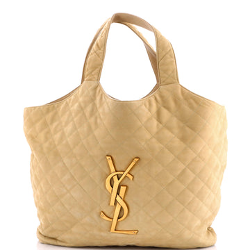 Saint Laurent Icare Shopping Tote Quilted Nubuck Maxi