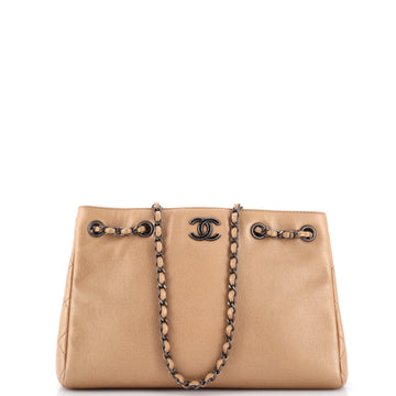 Chanel Woven Chain Shopping Tote Caviar Medium