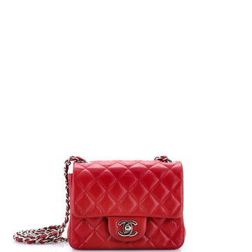 Chanel Square Classic Single Flap Bag Quilted Caviar Mini
