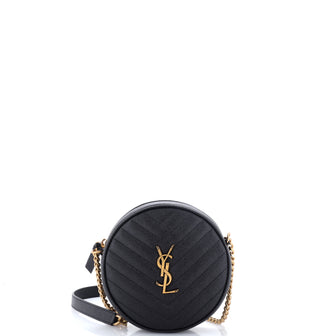 Saint Laurent Vinyle Round Camera Bag Matelasse Chevron Leather