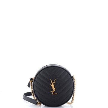 Saint Laurent Vinyle Round Camera Bag Matelasse Chevron Leather