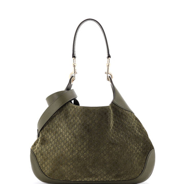 Gucci B Shoulder Bag GG Suede Medium