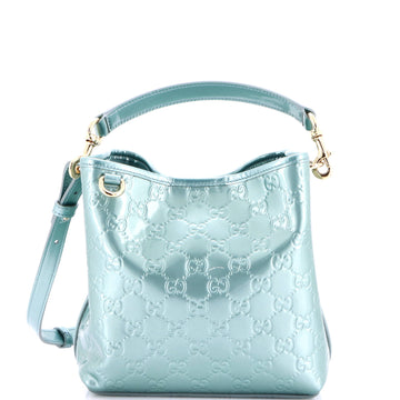 Gucci GG Emblem Bucket Bag GG Embossed Patent Small