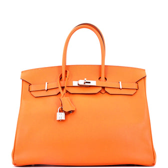 Hermes Birkin Handbag Orange H Epsom with Palladium Hardware 35