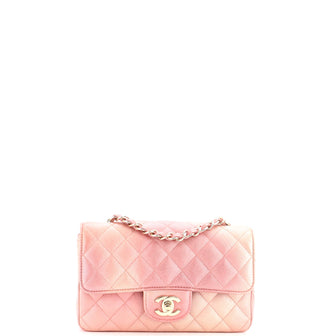 Chanel Classic Single Flap Bag Quilted Ombre Metallic Lambskin Mini