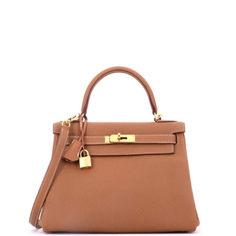Hermes Kelly Handbag Gold Togo with Gold Hardware 28