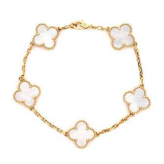 Van Cleef & Arpels Vintage Alhambra 5 Motifs Bracelet 18K Yellow Gold and Mother of Pearl