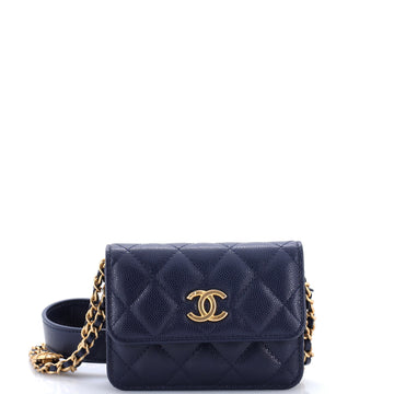 Chanel Twist Your Buttons Flap Coin Purse with Chain Quilted Shiny Caviar