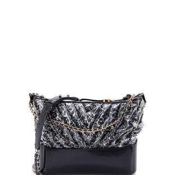 Chanel Gabrielle Hobo Chevron PVC Over Tweed Medium