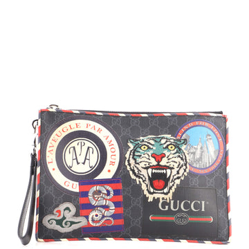 Gucci Night Courrier Pouch GG Coated Canvas with Applique