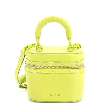 Gucci Bamboo Top Handle Vanity Shoulder Bag Leather Mini