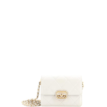 Chanel Crystal Geometric Frame CC Flap Bag Quilted Calfskin Mini