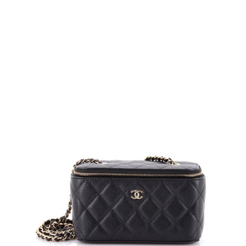 Chanel Classic Vanity Case with Chain Quilted Caviar Small