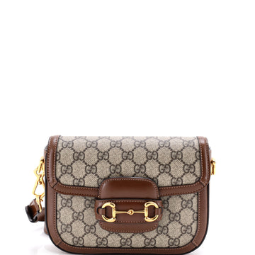Gucci Horsebit 1955 Shoulder Bag GG Coated Canvas with Leather Mini