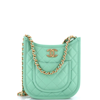 Chanel CC Front Pocket Chain Hobo Quilted Lambskin Small
