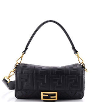 Fendi Baguette NM Bag Zucca Embossed Leather Medium