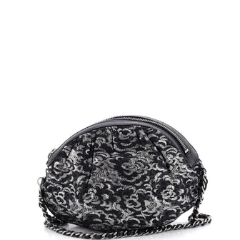 Chanel Zip Evening Bag Camellia Brocade Small