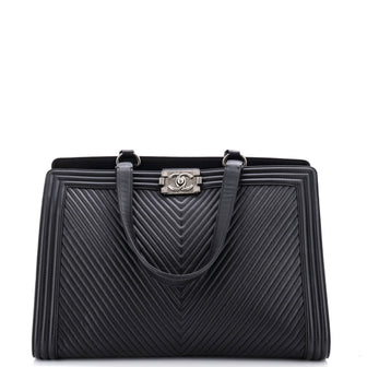 Chanel Boy Shopping Tote Chevron Calfskin Large