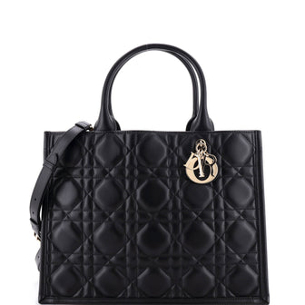 Christian Dior Book Tote with Strap Cannage Quilt Lambskin Medium