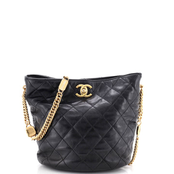 Chanel Coco Enamel Strap Bucket Bag Quilted Lambskin