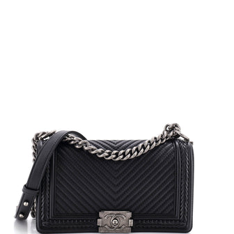 Chanel Braided Boy Flap Bag Chevron Lambskin Old Medium