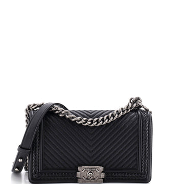 Chanel Braided Boy Flap Bag Chevron Lambskin Old Medium