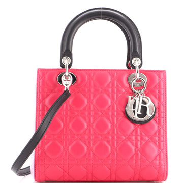 Christian Dior Tricolor Lady Dior Bag Cannage Quilt Lambskin Medium