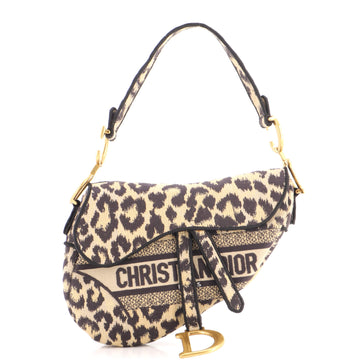 Christian Dior Saddle Handbag Mizza Embroidered Canvas Medium