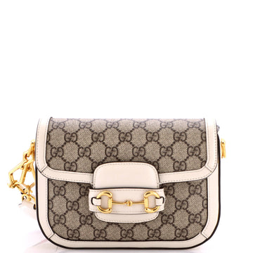 Gucci Horsebit 1955 Shoulder Bag GG Coated Canvas with Leather Mini
