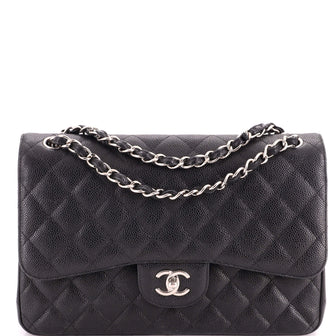 Chanel Classic Double Flap Bag Quilted Caviar Jumbo