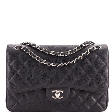 Chanel Classic Double Flap Bag Quilted Caviar Jumbo