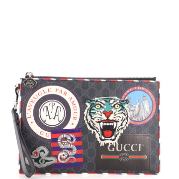 Gucci Night Courrier Pouch GG Coated Canvas with Applique