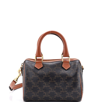 Celine Boston Bag Triomphe Coated Canvas Small