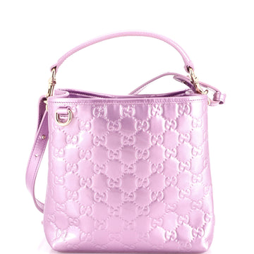 Gucci Emblem Bucket Bag GG Embossed Patent Small