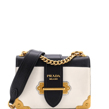 Prada Cahier Crossbody Bag Leather and Saffiano Leather Small