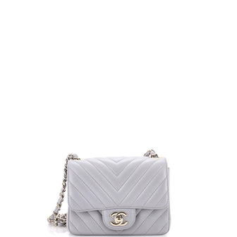 Chanel Square Classic Single Flap Bag Chevron Lambskin Mini