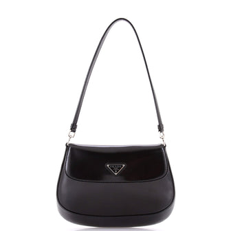 Prada Cleo Flap Shoulder Bag Spazzolato Leather Small