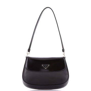 Prada Cleo Flap Shoulder Bag Spazzolato Leather Small