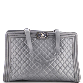 Chanel Boy Shopping Tote Quilted Lambskin Large