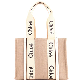 Chloe Woody Tote Canvas with Leather Medium