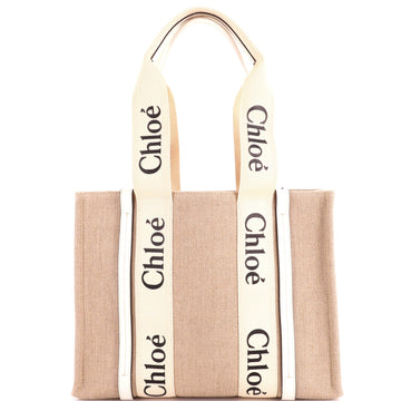 Chloe Woody Tote Canvas with Leather Medium