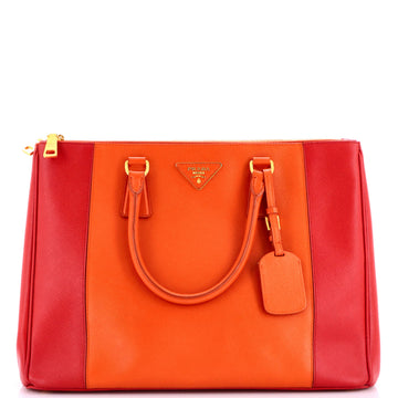 Prada Bicolor Double Zip Lux Tote Saffiano Leather Medium