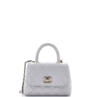 Chanel Coco Top Handle Clutch with Chain Quilted Caviar Mini