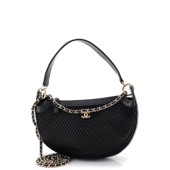 Chanel Half Moon Clutch with Chain Mesh with Quilted Lambskin