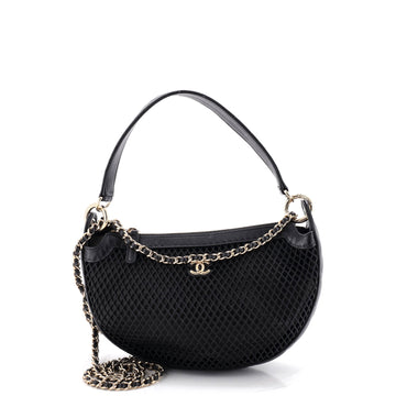 Chanel Half Moon Clutch with Chain Mesh with Quilted Lambskin